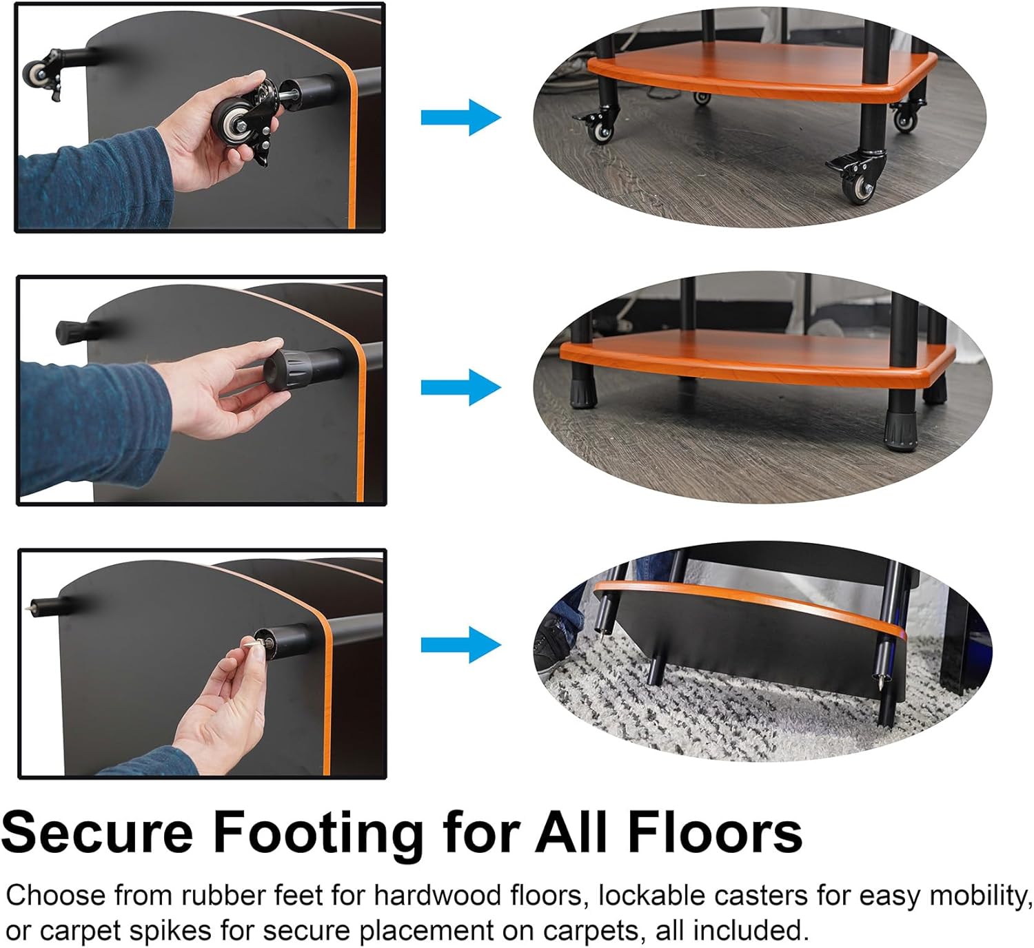 Rockville FLX Classic Wood Adjustable Height 4 Shelf A/V Rack Stand, Expandable Design, for Home Theater