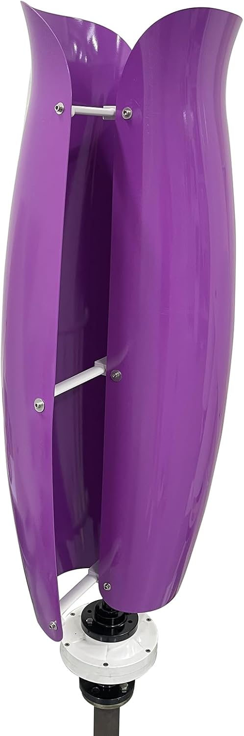 3KW Vertical Axis Wind Turbine Generator Maglev Generator 12V / 24V / 48V Wind Turbine Generator Power Kit with MPPT Controller and 2 Fiberglass Blades for Highway, Home, Boat,Purple,3000W24V