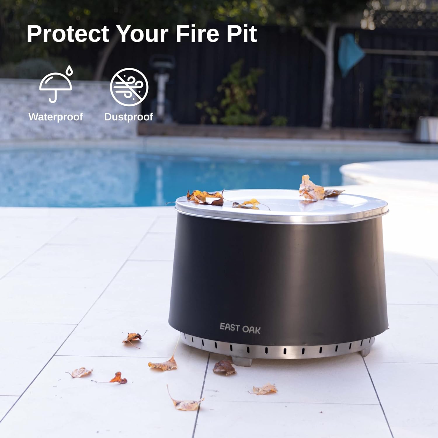 East Oak Fire Pit Lid for 29'' Camber Smokeless Fire Pit Only, 304 Stainless Steel Fire Pit Accessories for Outdoor Fire pits, Waterproof, Anti-Rust, and All-Weather Resistant, 27