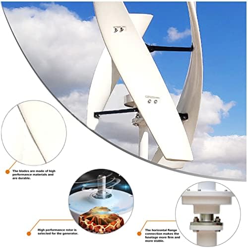 12000W Quiet Vertical Axis Wind Turbine Generator, 220V 12V 24V 48V Magnetic Levitation System with MPPT Controller for Home & Street Lighting, Eco-Friendly (White)