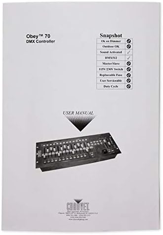 Chauvet DJ Obey 70 Universal Dmx 512 Controller With 384 Channels And Midi Compatibility + (6) Rockville DJ DMX3P10FT 10 foot DMX lighting 3 pin XLR Female to Male DMX Cables