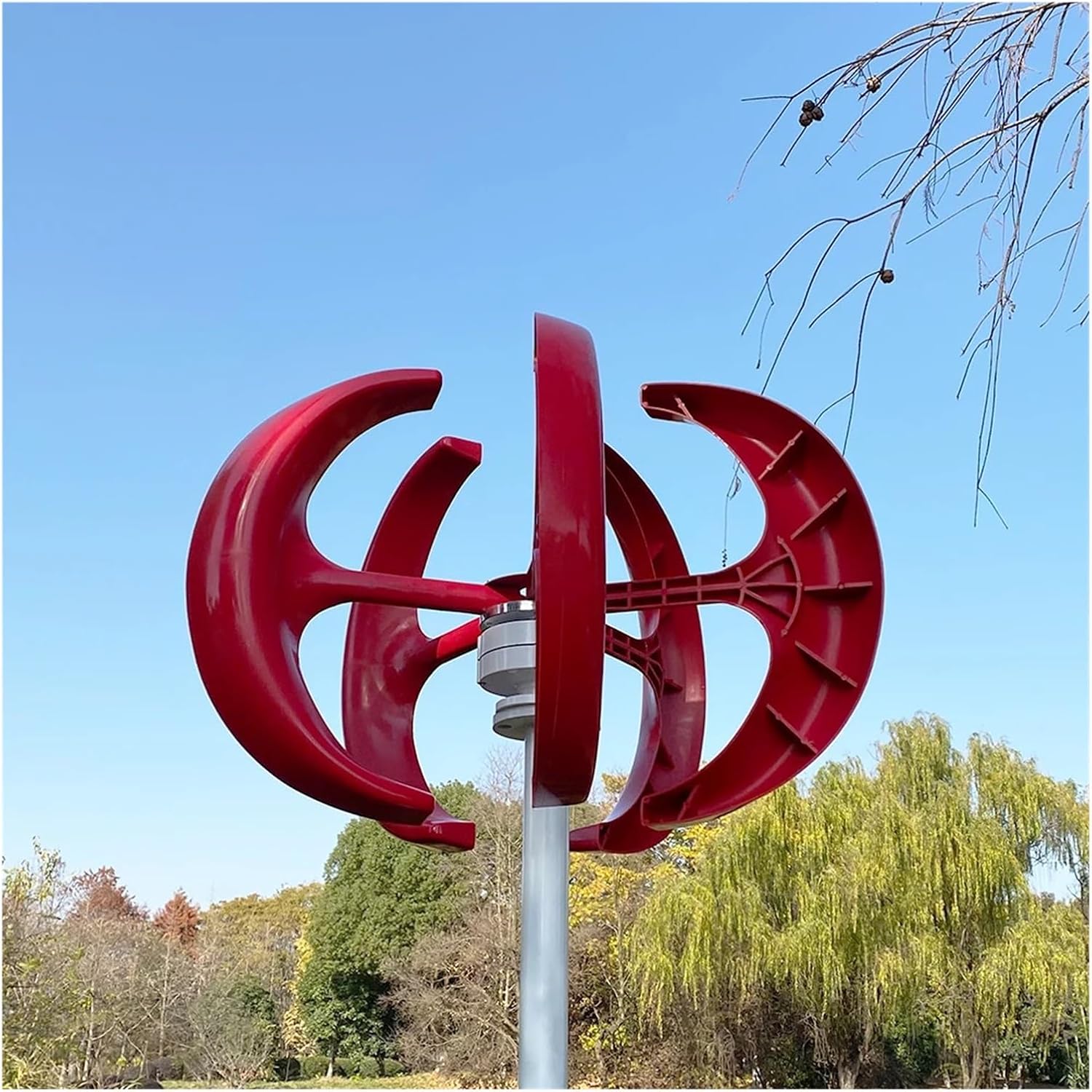 Vertical Wind Turbine 2000W 12V 24V 48V Permanent Magnet Generator with Mppt Controlle Low Starting Speed for Home(White,with MPPT Controller_12V)