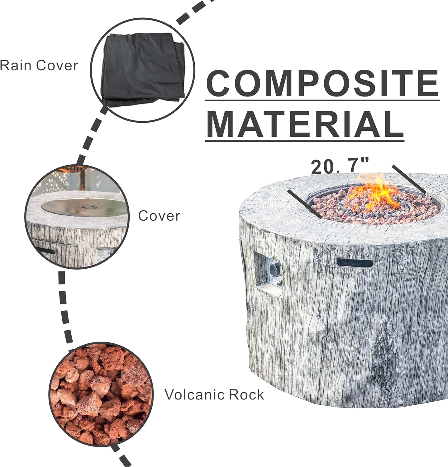 2 in 1 Outdoor Fire Table with 50000 BTU Burner, 40