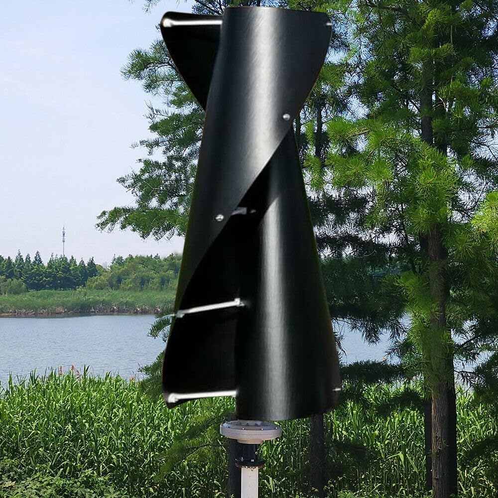 2KW 12V 24V 48V Maglev Off Grid System Home Wind Turbine Vertical Axis Wind Turbine Kit Breeze Start Wind Turbine (Color : Black, Size : 12v)