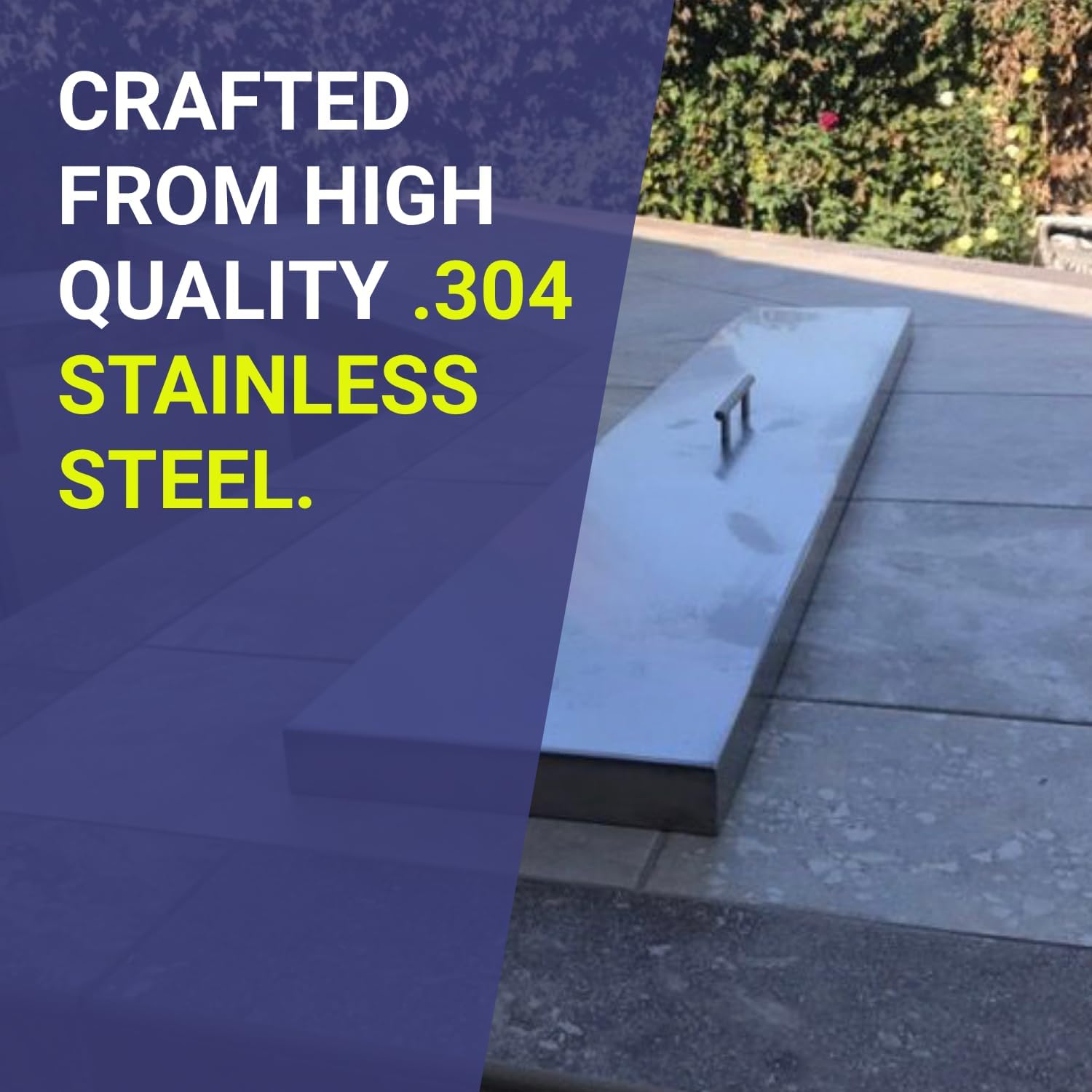 American Fireglass Rectangular Burner Pan Cover Stainless Steel Lid for Outdoor Fire Pit or Table for Natural Gas or Propane Fires 27