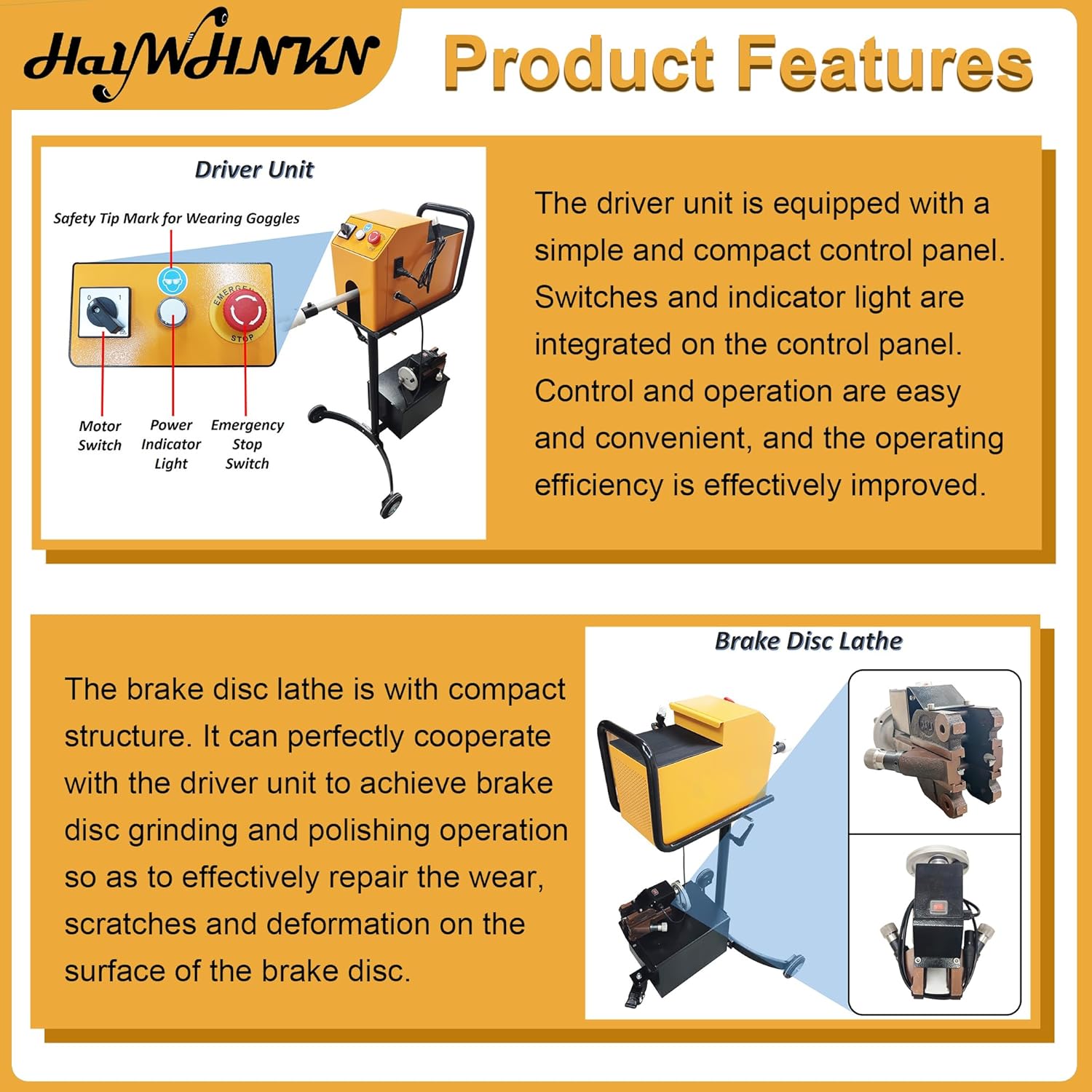 Brake Disc Resurfacing Machine 110V On-Car Brake Disc Lathe Tool Repair Polishing Machine with Robust Cutter Head, 17.72in Dia 0.24-1.65'' Thickness, for Various Vehicles in Auto Repair Shop