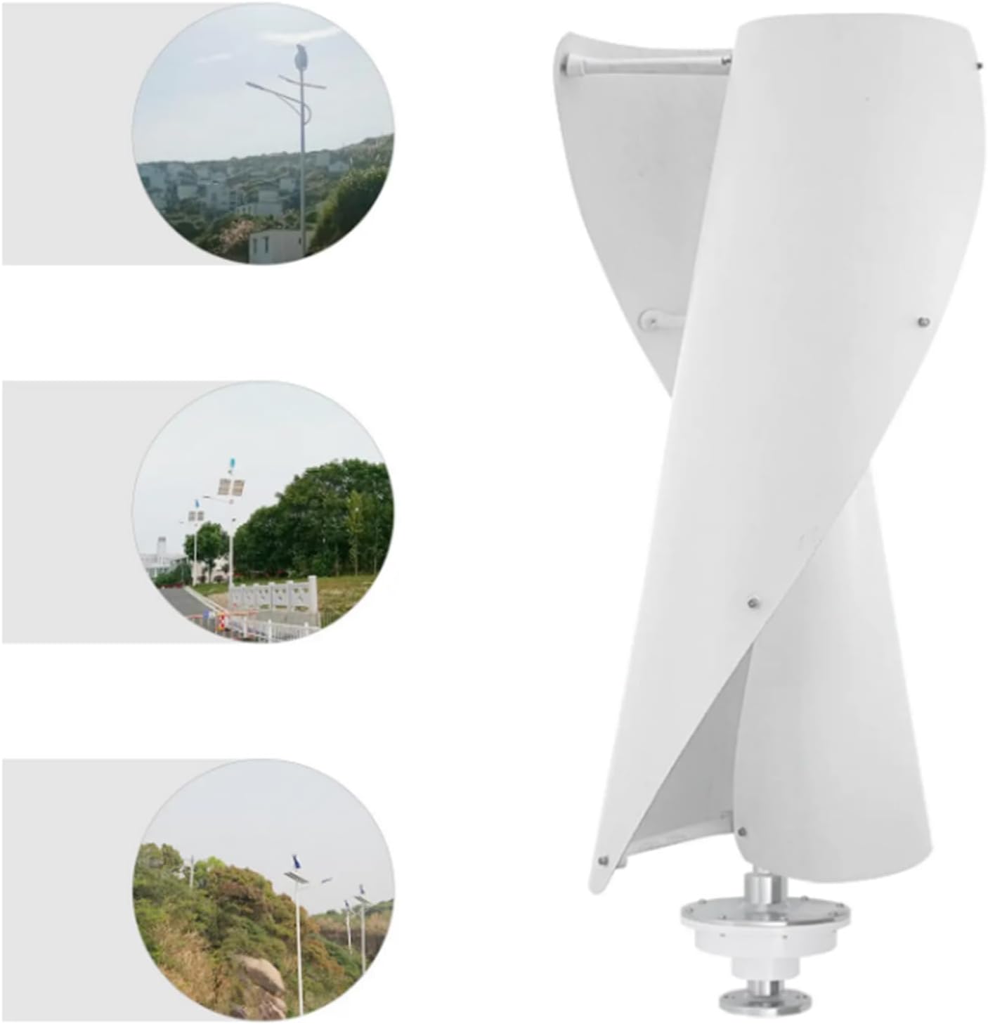 12V 24V 600W Vertical Helical Wind Turbine Generator with Controller 2 Blades Wind Turbine Generator Suitable for Courtyard and Outdoor Use(White)