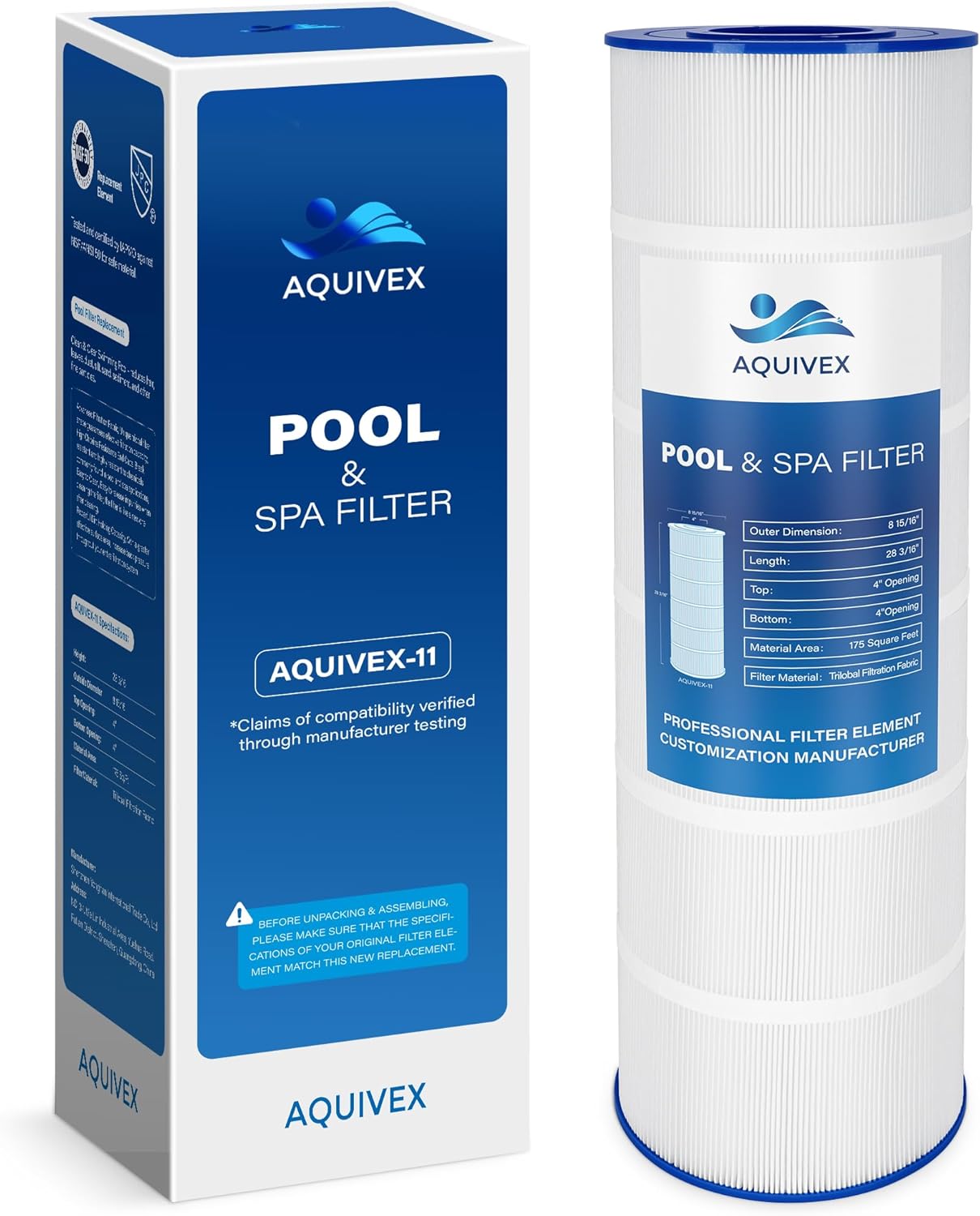 CX1750RE Pool Filter Cartridge, Compatible with Hayward Star Clear Plus CX1750RE, Hayward C1750, Pleatco PA175, Baleen AK-7011, Darlly 81756, Unicel C-8417, Filbur FC-1294, 1 Pack