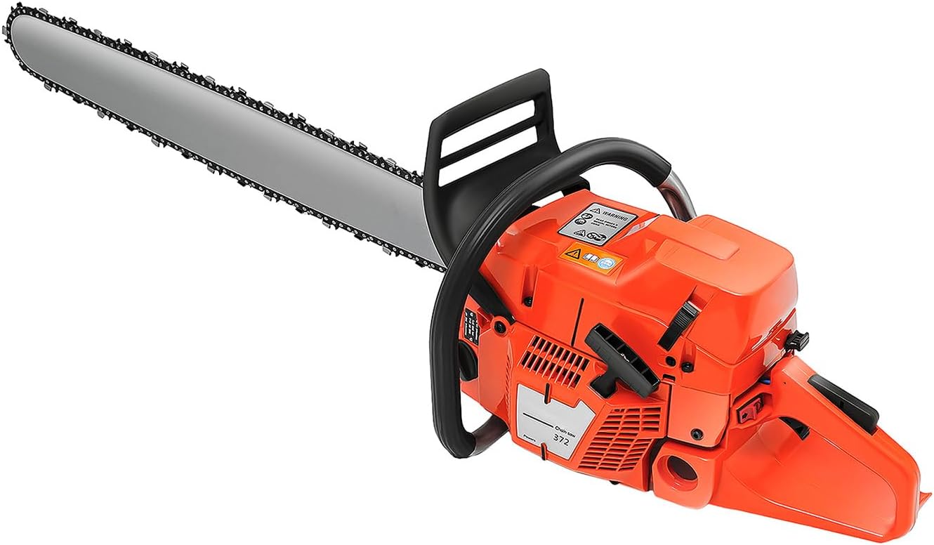 71CC Gas Chainsaws 2-Cycle Gasoline Powered Chain Saws Handheld Cordless Petrol Chainsaws 28 Inch Chainsaw for Trees Wood Farm Garden Ranch Forest Cutting 10000rpm 3.9KW