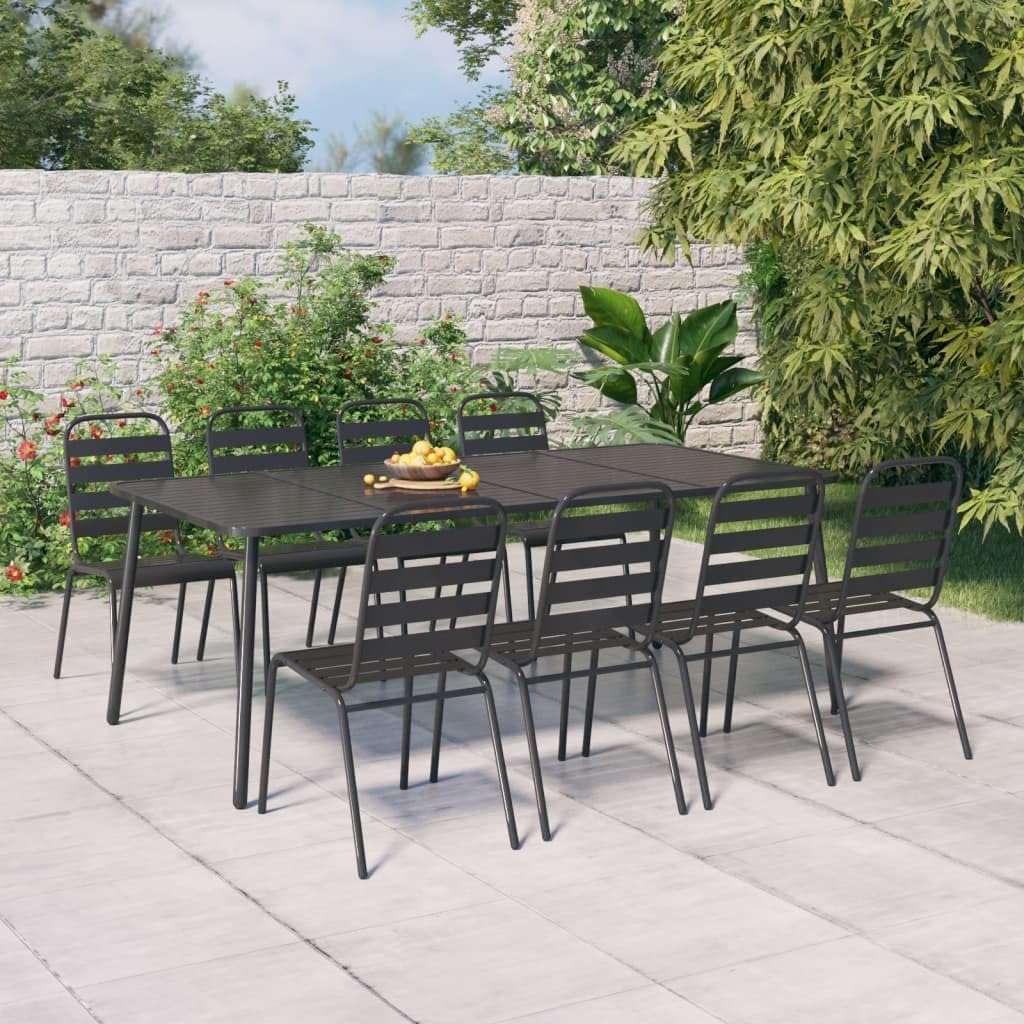 Furniture Sets 9 Piece Patio Dining Set Anthracite Steel,Trendy Patio Dining Set with Durable Steel Frame and Elegant Design for Outdoor Use Garden Conversation Sets