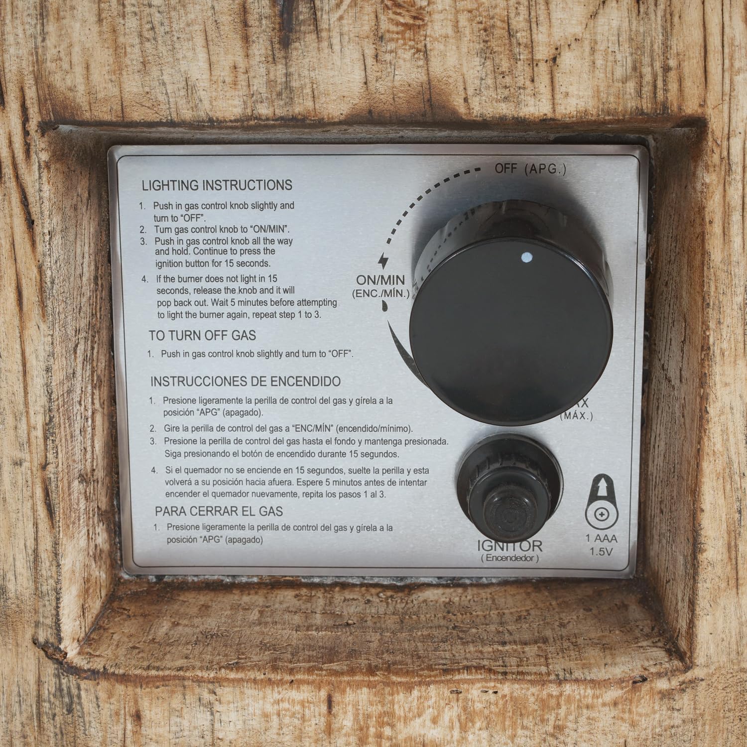 Patio Propane Fire Pit Brown 30,000Btu Stylish Wood Pattern Design Outdoor Cozy Gatherings