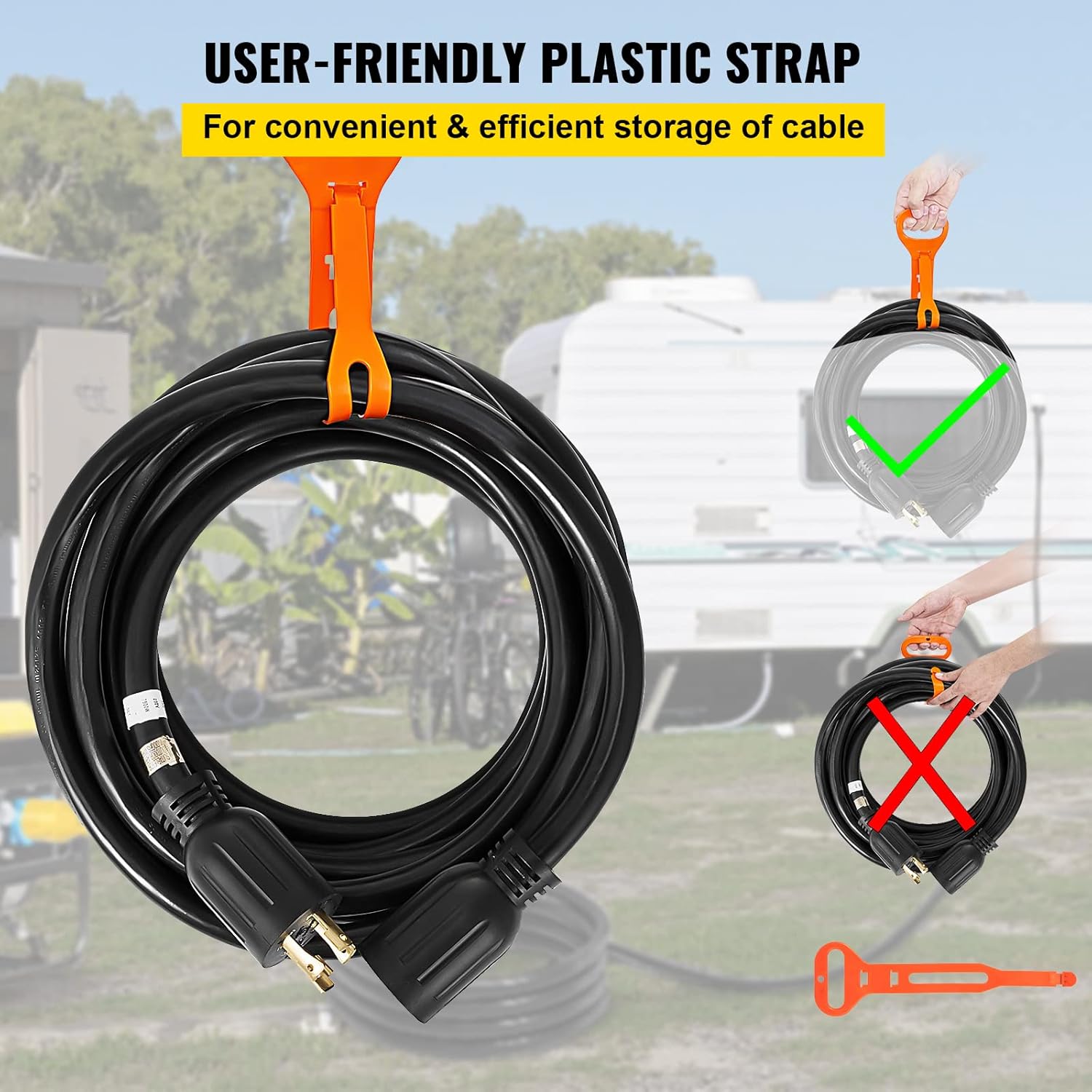 VEVOR 40 FT 30 Amp Generator Extension Cord SJTW 10 Gauge 4 Prong, NEMA L14-30P 125/250V 7500W Heavy Duty Generator Power Cord with Twist Lock Connectors