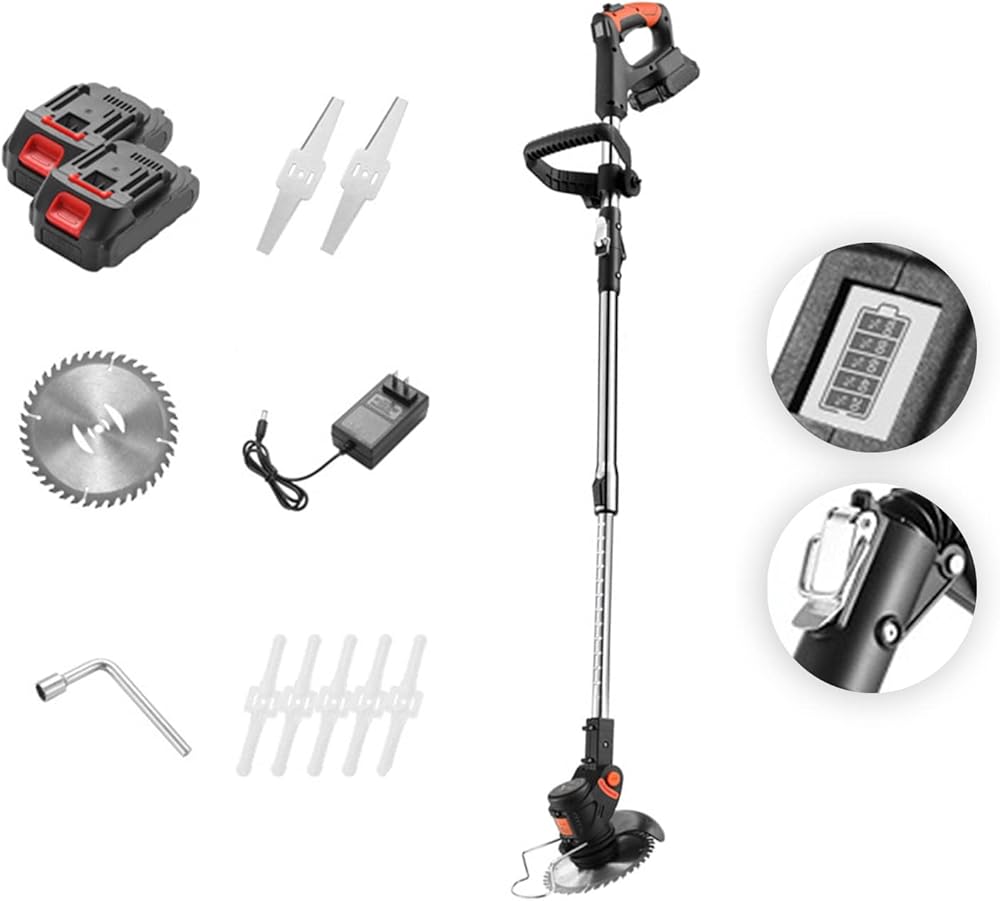 Electric Lawn Mower Rechargeable Small Folding Wheeled Lawnmower with Battery and Fast Charger for Agricultural Harvesting Weeding