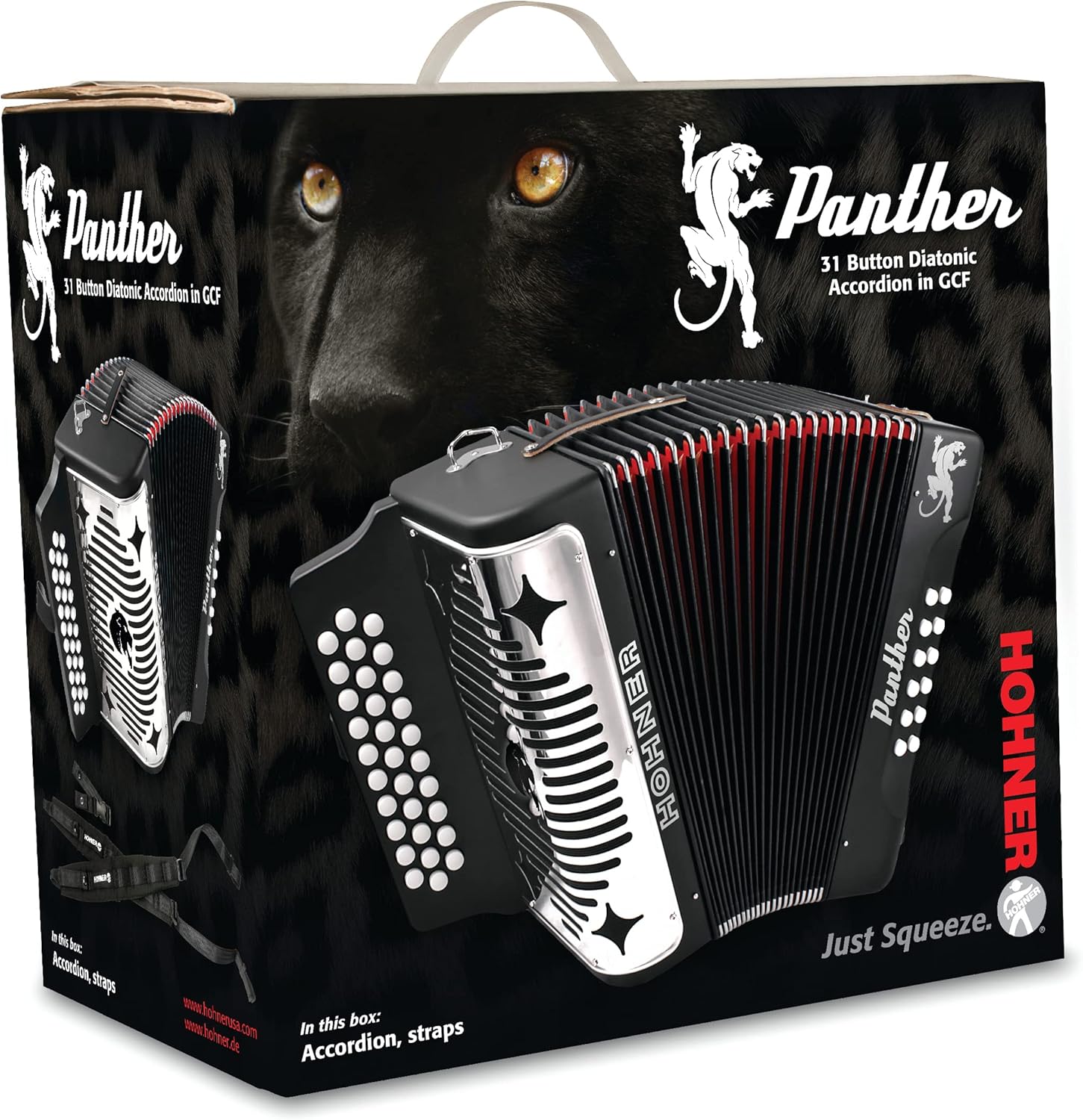 Hohner Accordions Panther 3-Row Diatonic Accordion (Black)