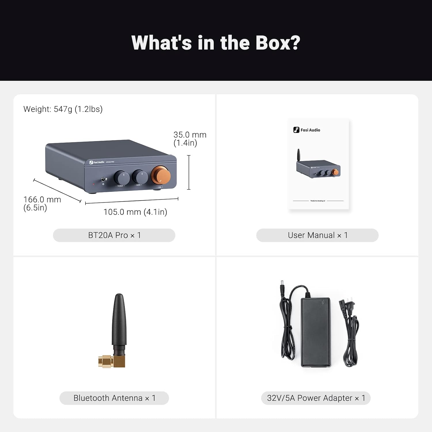 Fosi Audio BT20A Pro Bluetooth 5.0 Amplifier, 300W x2 Wireless Amp, TPA3255 2 Channel Mini Class D Integrated Home Audio Outdoor Stereo Receiver with Bass Treble Control for Passive Speakers