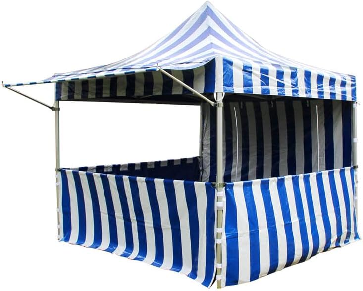 Instant Carnival Outdoor Canopy Pop Up Tent with Side Walls, 10x10 Blue Striped