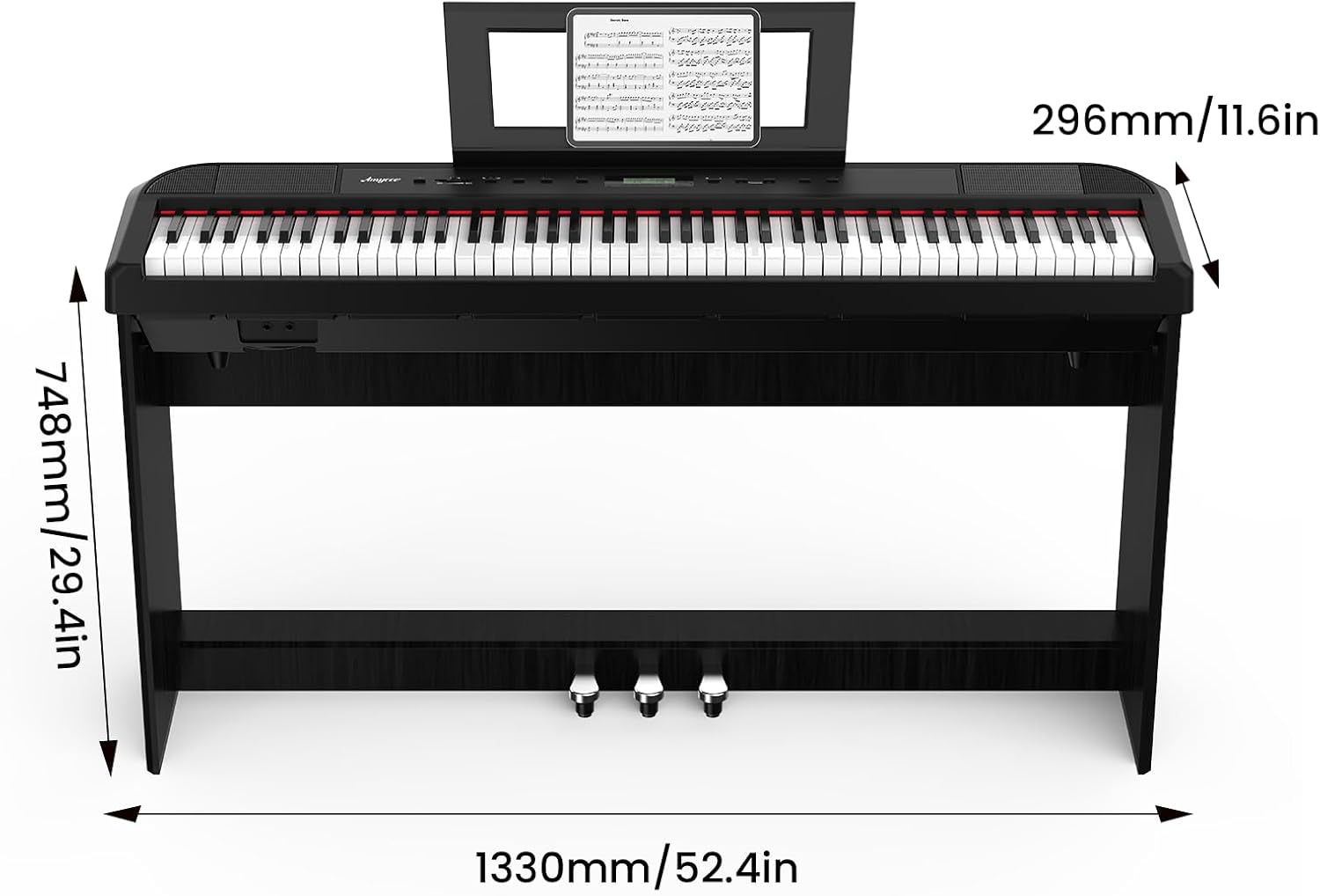 Portable 88 Keys Weighted Digital Piano for Beginner, Electric Piano with Furniture Stand
