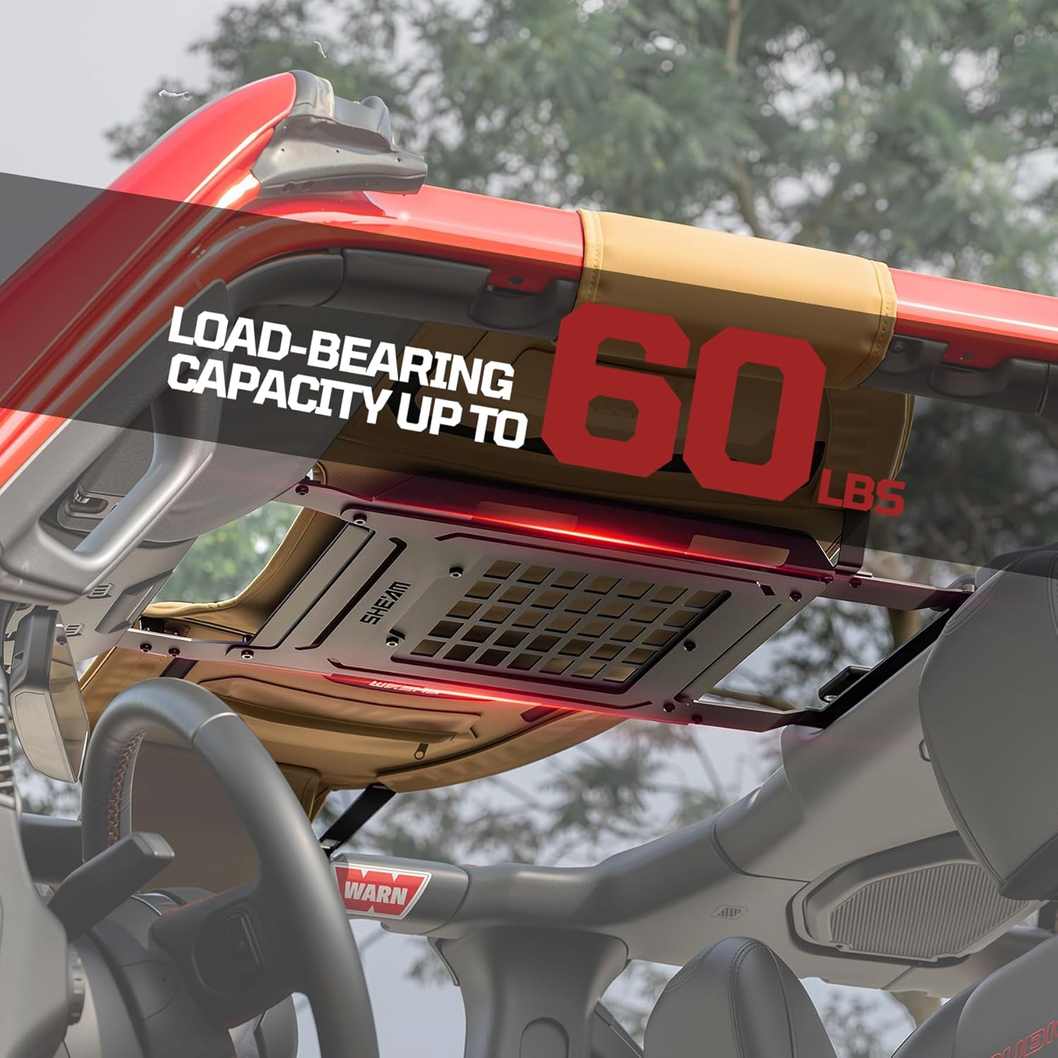 Jeep Wrangler JL MOLLE Panel Metal Roof Rack with Canvas Insulated Storage Bag, Multifunctional Storage Accessory, Fits 2018-2025 4-Door Models- Rear Row