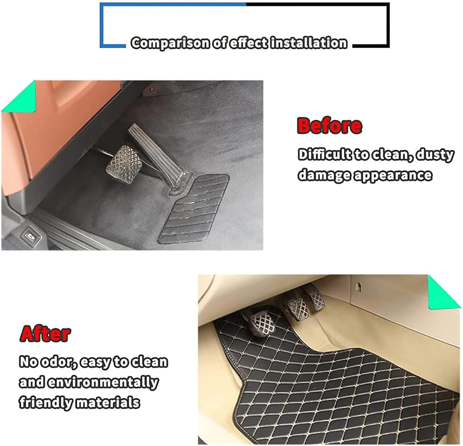 4 Pcs Leather Car Floor Mats for BMW i8 2014 2015 2016 2017 2018-2020, Custom Front Rear Row Foot Pads Liners Waterproof Anti-Slip Carpet Protection Interior Accessories,C/Black-Beige