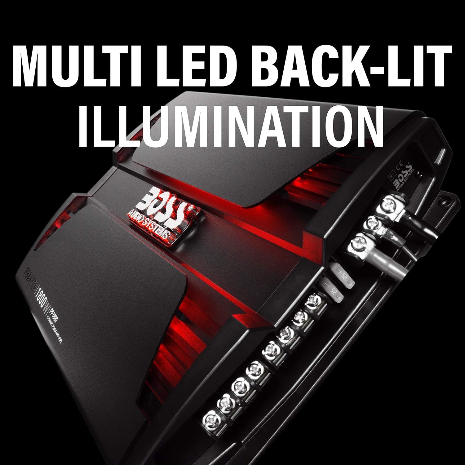 BOSS Audio Systems PF1800 4 Channel Car Amplifier - 1800 Watts, Full Range, Class A-B, 2-4 Ohm Stable, Mosfet Power Supply, Bridgeable