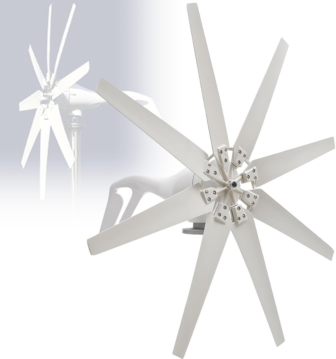 20000W Wind Turbine Generator Kit,8-Blade Windmill kit with Charge Controller,Wind Mill Generator with 8 Blade,Wind Turbine Generator Kit with 8 Blade,for Marine, RV, Home 24V-White
