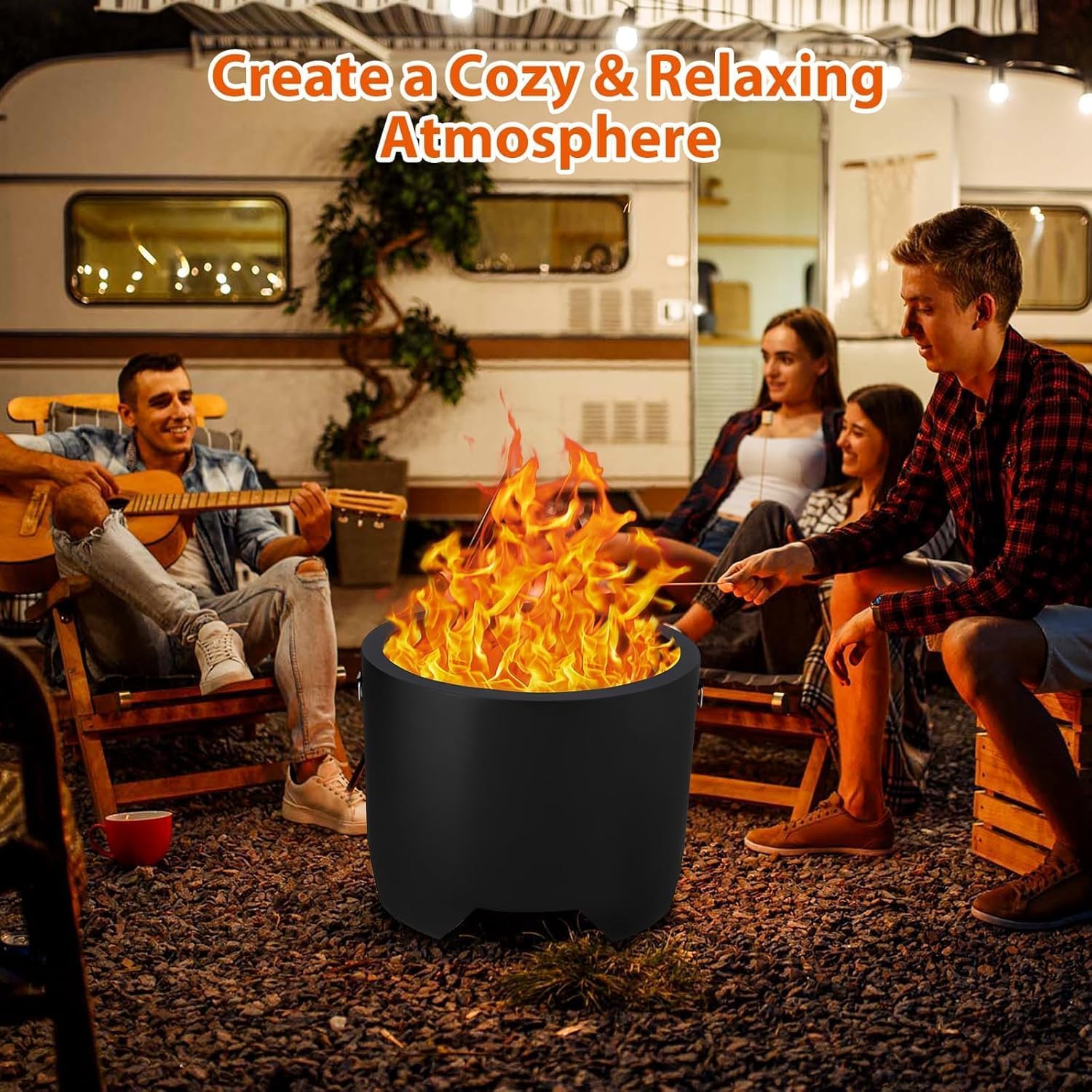 20 Inch Smokeless Fire Pit with Ash Pan - Portable Outdoor Wood Burning Fireplace, Lightweight 19lbs Stainless Steel for Backyard, Patio & Camping