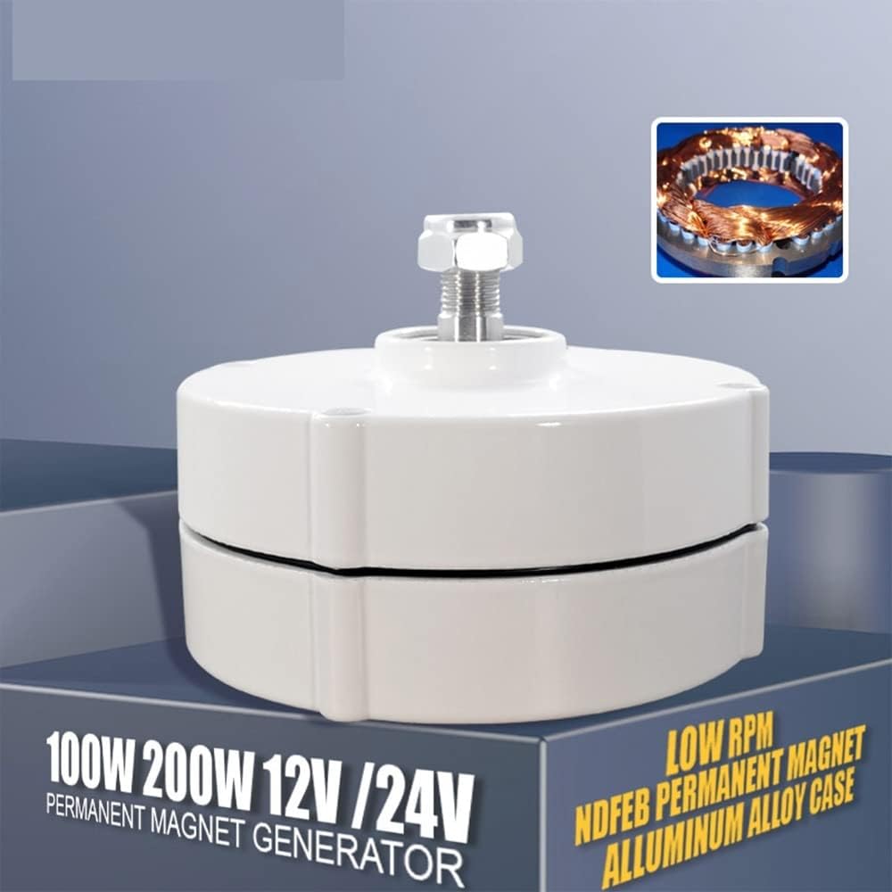 Wind Turbine, New Energy Wind Turbine and Water Turbine Low Speed 100W 200W 12V 24V Gearless Permanent Magnet Generator Horizontal Wind Turbine(with Base,24V_100W)