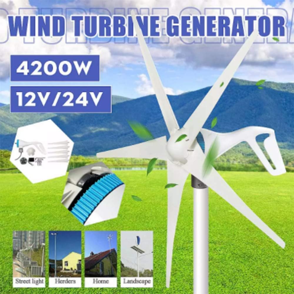 4200W 3/5 Blades Horizontal Wind Generator Wind Turbines Generator Windmill Energy Turbines Charge with Controller for Camp,3 Blades,12v