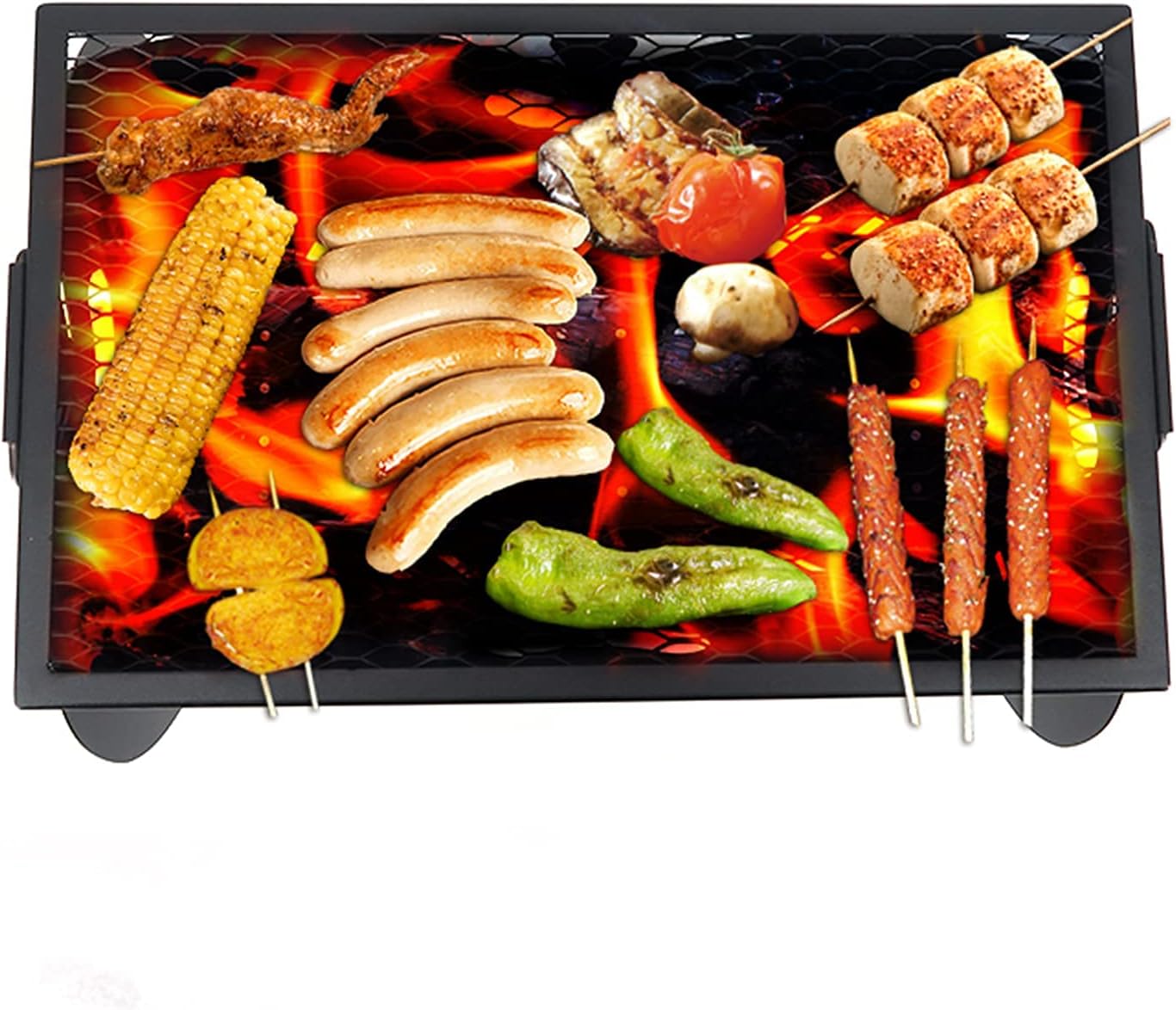 Wood Burning Fire Pit Backyard Portable Removable Fire Pit Grill for Camping, Hollow Splicing Cooking Grill Combination,50×38×30.4cm