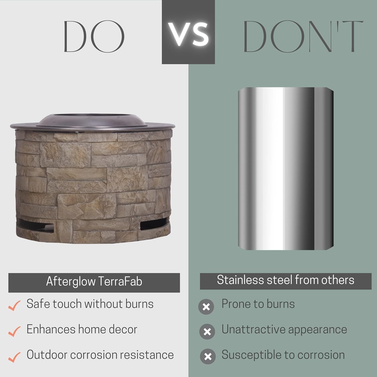 Afterglow Bonfire 20.5 Inch Smokeless Fire Pit with Removable Ash Pan - Portable Outdoor Fire Pit - Stainless Steel - Wood Burning Lightweight Fireplace, Ideal for 4-6 People