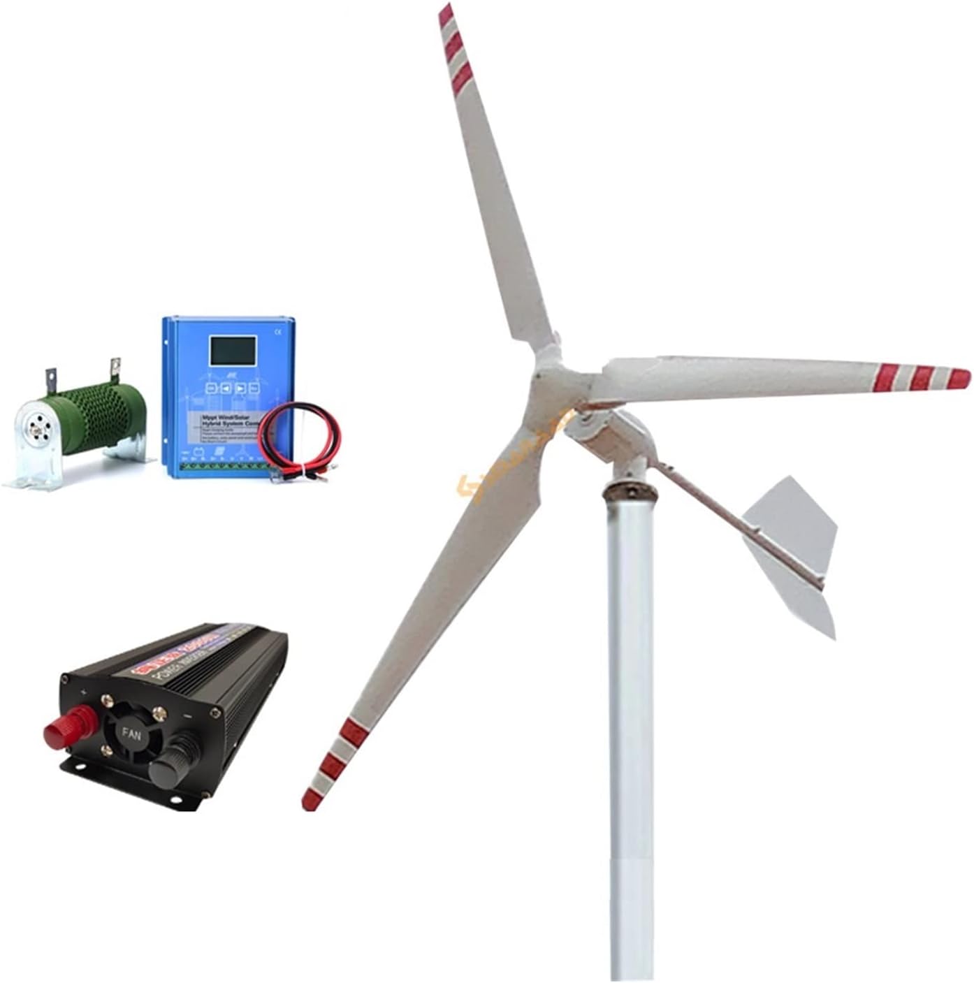 Wind Turbine 2000w 48V 24V Wind Turbine Generator, Windmill Horizontal Wind Turbine Generator Kit Energy Altern With Mppt Controller Inverter (Color : Turbine Only, Size : 3_24V_2000W)