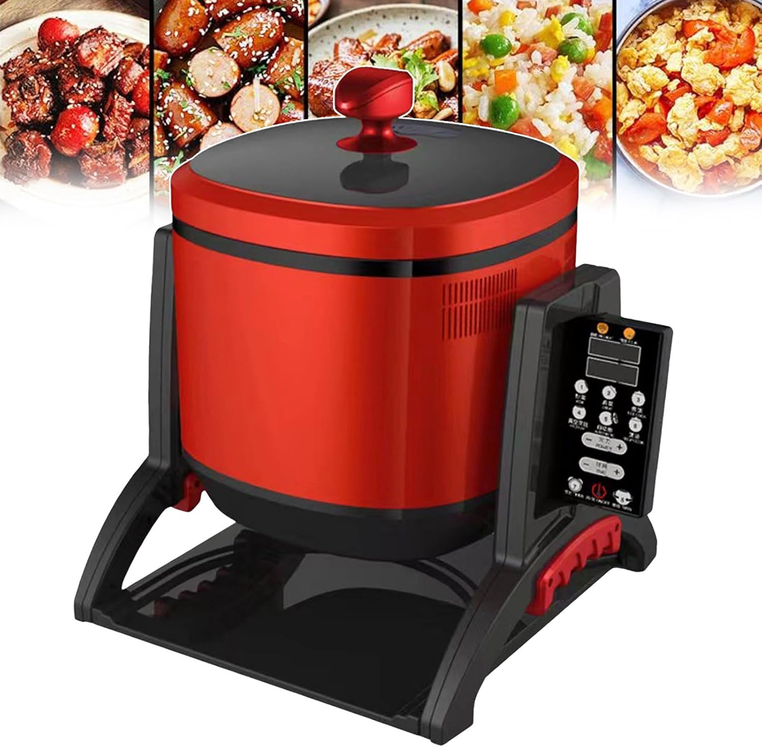 2200W Commercial Food Processor with 7-Speed, 6L Automatic Cooking Machine with Appointment Time 24 Hours, 360° Rotating Stir Fry Machine for Home Use, Cooking, Stewing, Frying