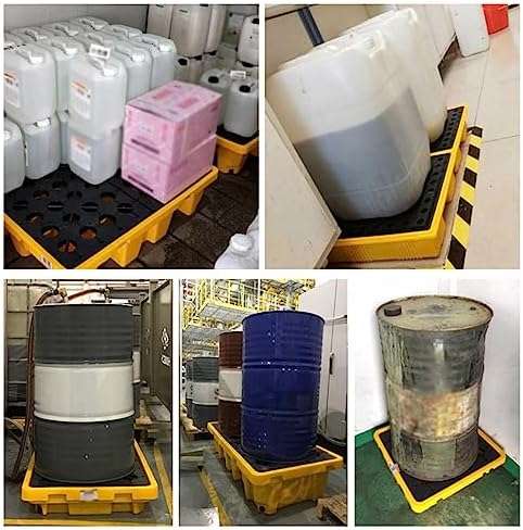 Oil Drum Tray, Industrial Nestable Oil Drums Leak-Proof Tray, Garage Storage Detachable Anti Slip Polyethylene Platform with Drain - Drum Containment Spill Pallet(26.4