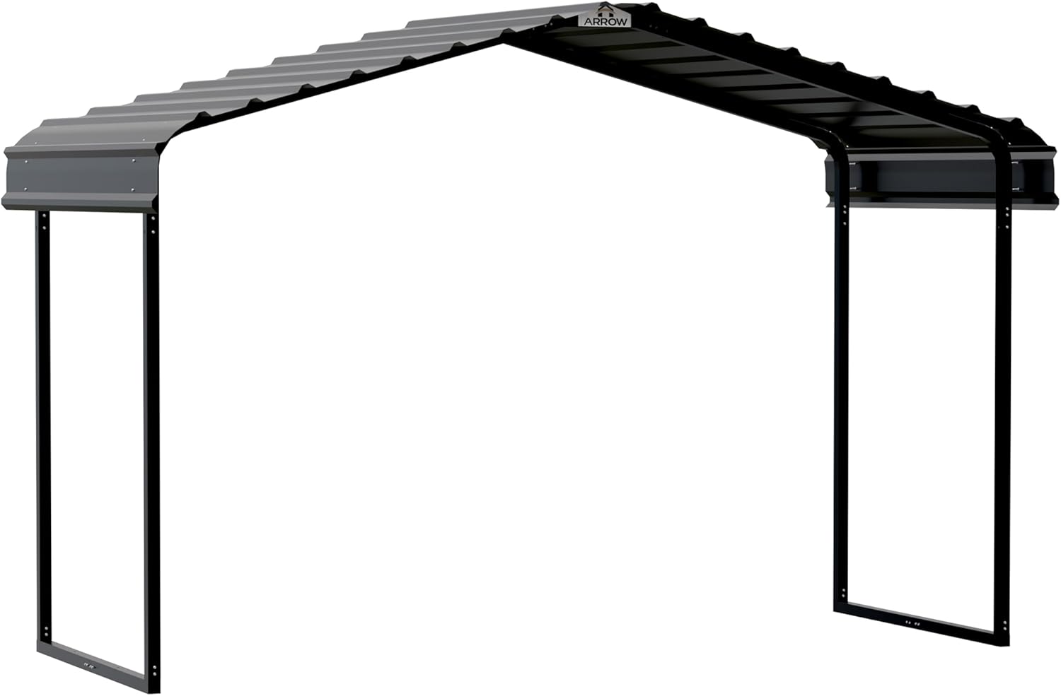 Arrow Metal Canopy, Galvanized Steel Outdoor Awning for Grill, ATV, and Motorcycle Protection, Weather-Resistant Shelter, 12’ x 6’ x 7’, Charcoal