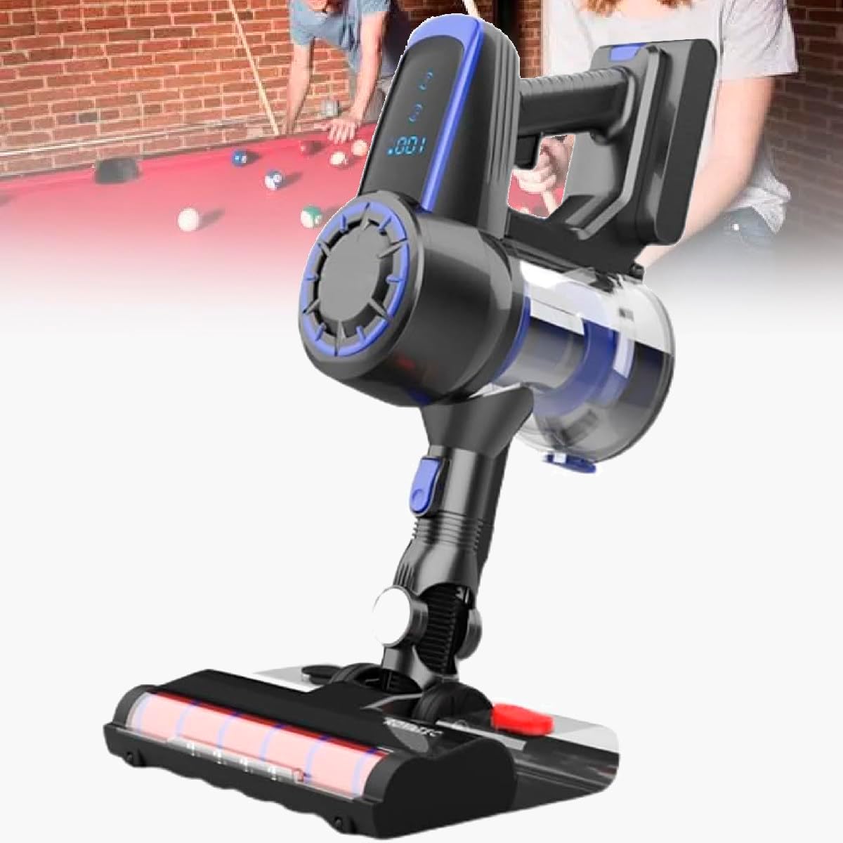 Electric Pool Table Cloth Cleaner, 22kpa Cordless Billiard Cloth Vacuum Cleaner 2 Brush Heads, Suitable for Pool Table,Blue