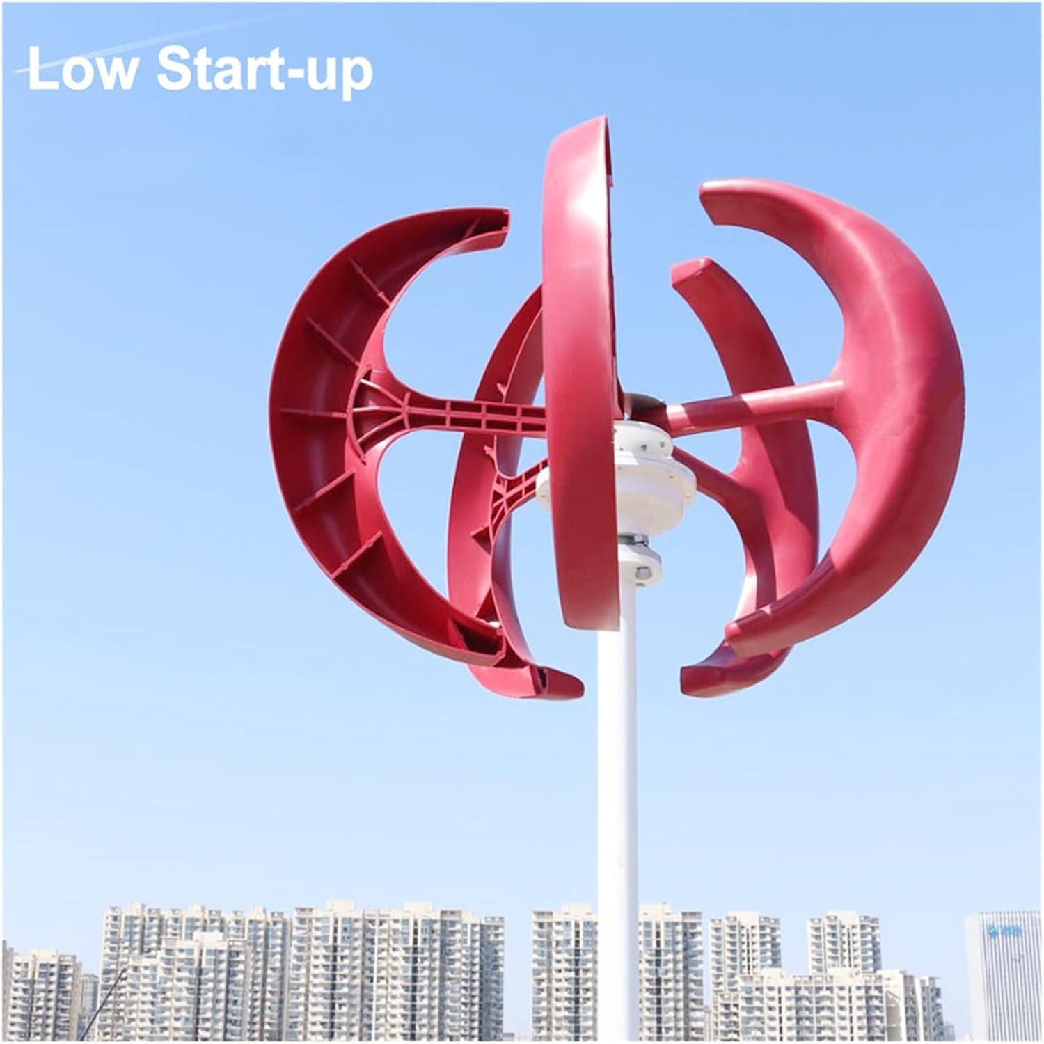 Wind Power Turbine Generator 3000W Small Vertical Axis Wind Turbine Generator 3KW 12V 24V 48V with MPPT Low Noise Windmill for Home Farm Wind System (Color : White with Control, Size : 24V)