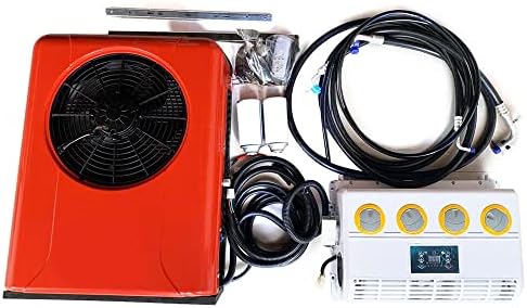CNCEST 12v Air Conditioner RV Air Conditioner Kit Universal Electric A/C Unit for Cab Cooling - Portable Split AC with High 12000BTU for Caravan or Truck Cab Two Packages (Red 12V)