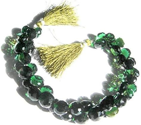 13 inch natural beads strand of 9.5-10.5mm faceted onion green quartz gemstone briolletes beads for DIY jewelry - necklace, bracelet, earring, ring.