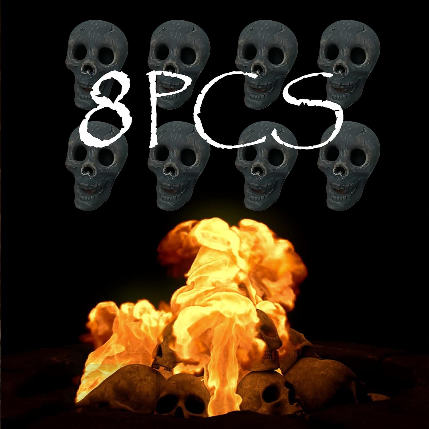 Ceramic Human Skull Fire Pit Gas Log Fire Log Skull Charcoal Decor for Outdoor Fireplace and Fire Pit, Indoor or Outdoor Fireplaces, Bonfire, Halloween Decor (Fireproof)(Refractory) (8)