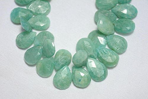 13 inch natural beads strand of 9x13-9x15mm faceted pear amazonite gemstone beads for DIY jewelry - necklace, bracelet, earring, ring.