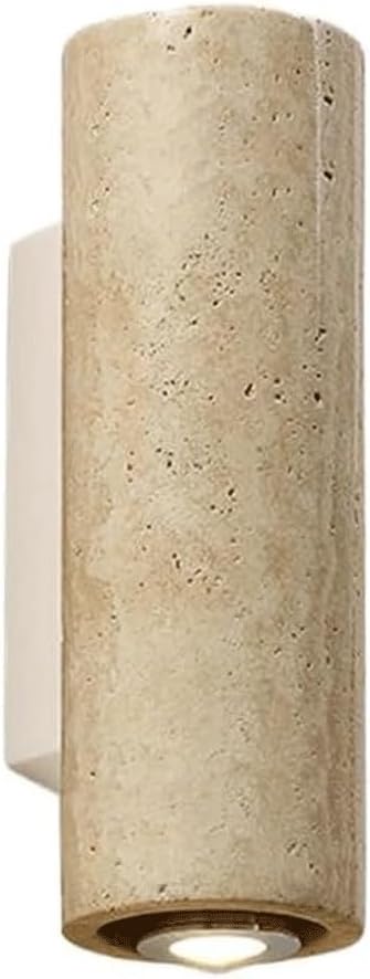 Modern Travertine Wall Sconce, Cylinder Up/Down Lighting, Outdoor Waterproof Indoor E27 Warm LED Ambient Light for Bedroom, Living Room, Hallway, Patio(16cm)