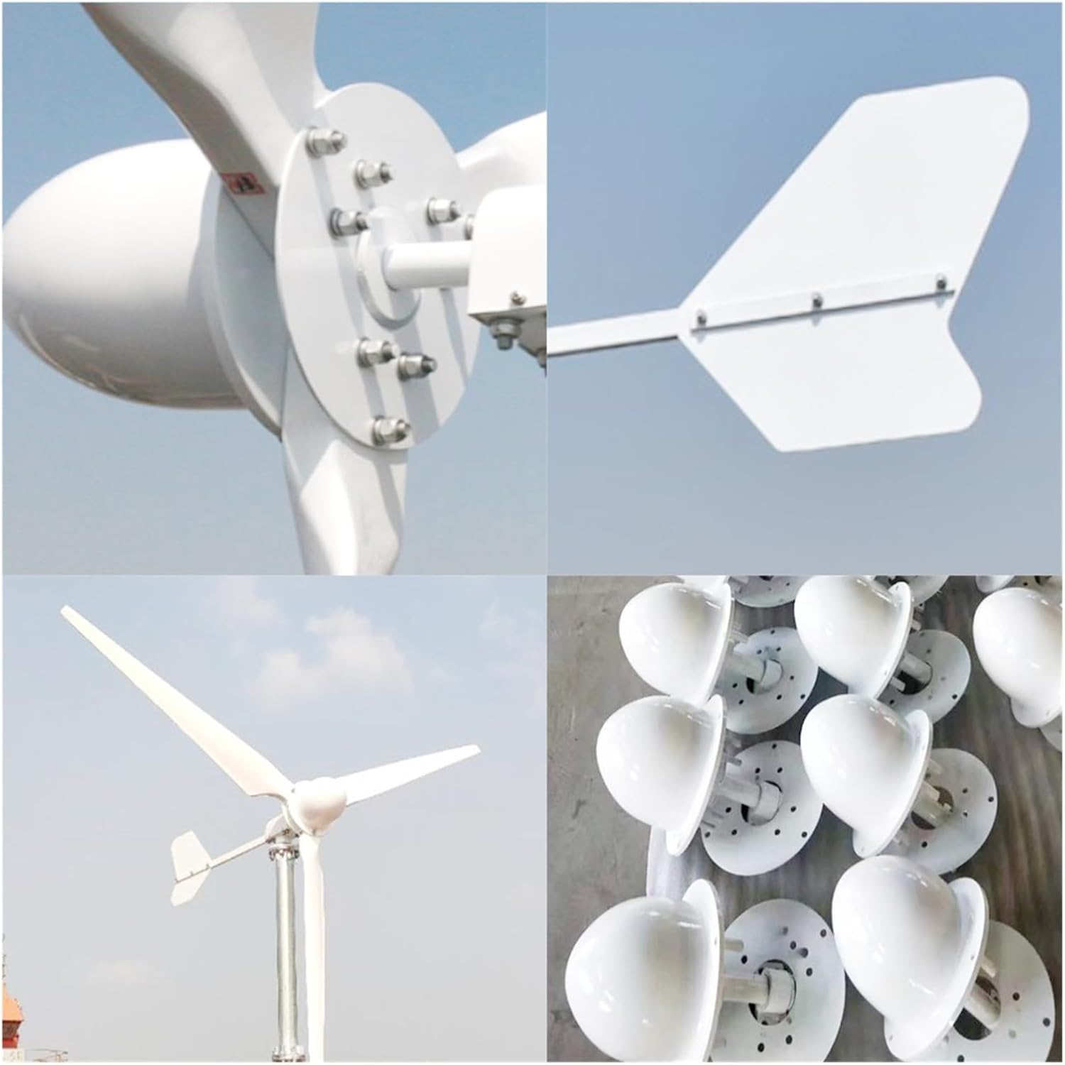 Wind Turbine Generator Kit, Home Farm 10KW Free Energy Wind Power Turbine Generators 10000W 48V 96V Three Phase Horizontal Windmill Fan 3 Blades for Hybrid Solar Wind System(48V)