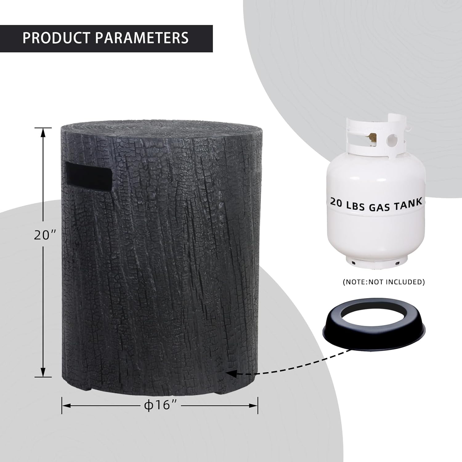 2-Piece Outdoor Propane Fire Pit w Tank Table, 28