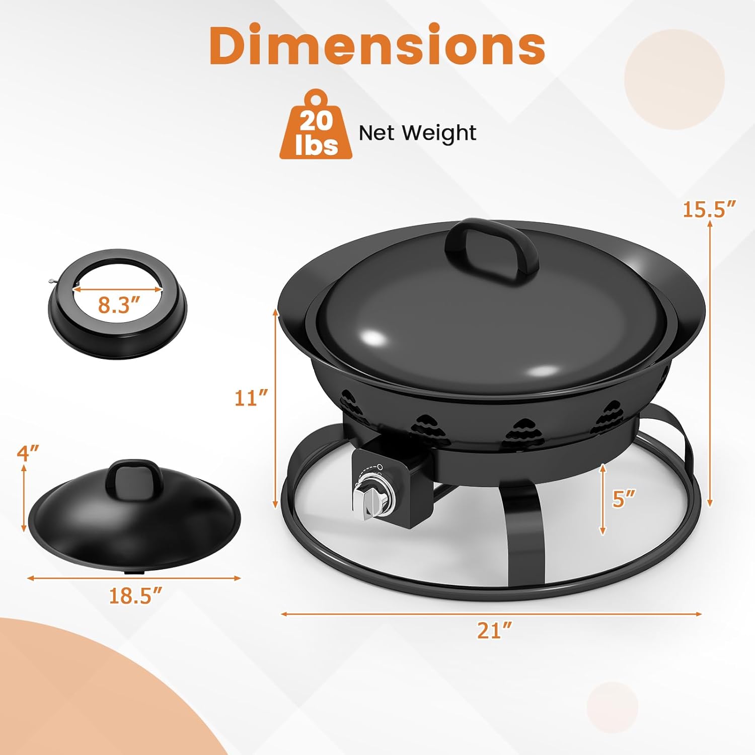 Giantex Portable Propane Fire Pit, 21 Inch Smokeless Fire Bowl with Cover, Natural Lava Rocks, Tank Holder, 58,000 BTU Round Outdoor Gas Firepit for Outside Camping, Patio, Yard