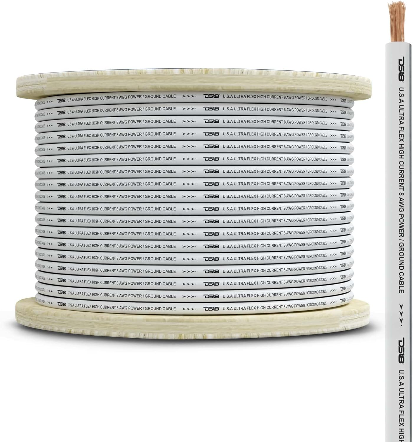 DS18 MOFC8GA100G DS18 MOFC8GA100G Marine Grade 8GA Black & White - Amplifier, TV Home Theater and Car Stereo Power/Ground Wire 100 Feet UltraFlex Cable