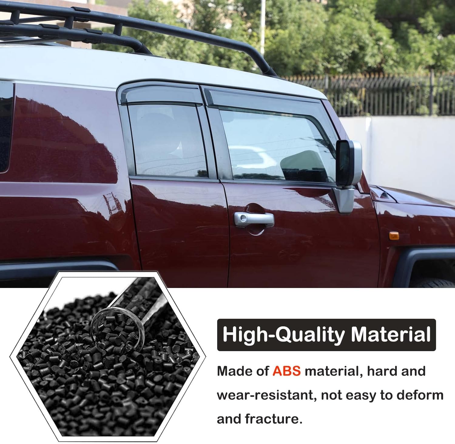 Car Side Window Rain Guards Visor Deflectors Compatible with Toyota FJ Cruiser 2007-2021 Car Front Rear Channel Window Rain Guard Visor Weather Shield Deflector Vent Door Visor Trim Cover Accessories