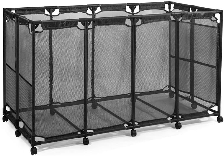 JEFEE Pool Storage Bins Rolling Pool Safety Storage Cart Standard Noodles Holder Organizer Container with Nylon Mesh, for Pool Floats Storage, Pool Toys Storage,Large 64.57