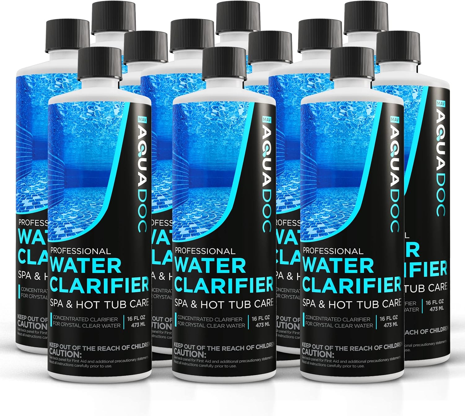 MAV AquaDoc Spa Clarifier & Hot Tub Clarifier for Fast Acting Cloudy Water Treatment (12 Pack of Spa & Hot Tub Clarifier)