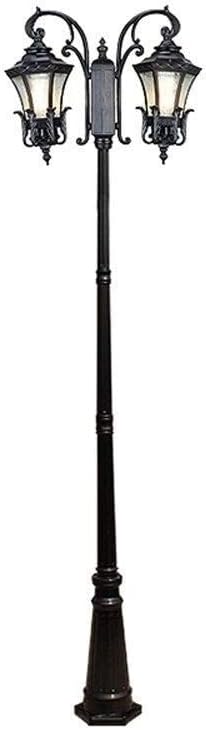 Post Lights Outdoor,2-Lights 3m European Victoria Outdoor Pillar Lawn Glass Lantern High Pole Column Lamp Waterproof Antirust Garden Landscape Street Lighting Road Pathway Lamp E27