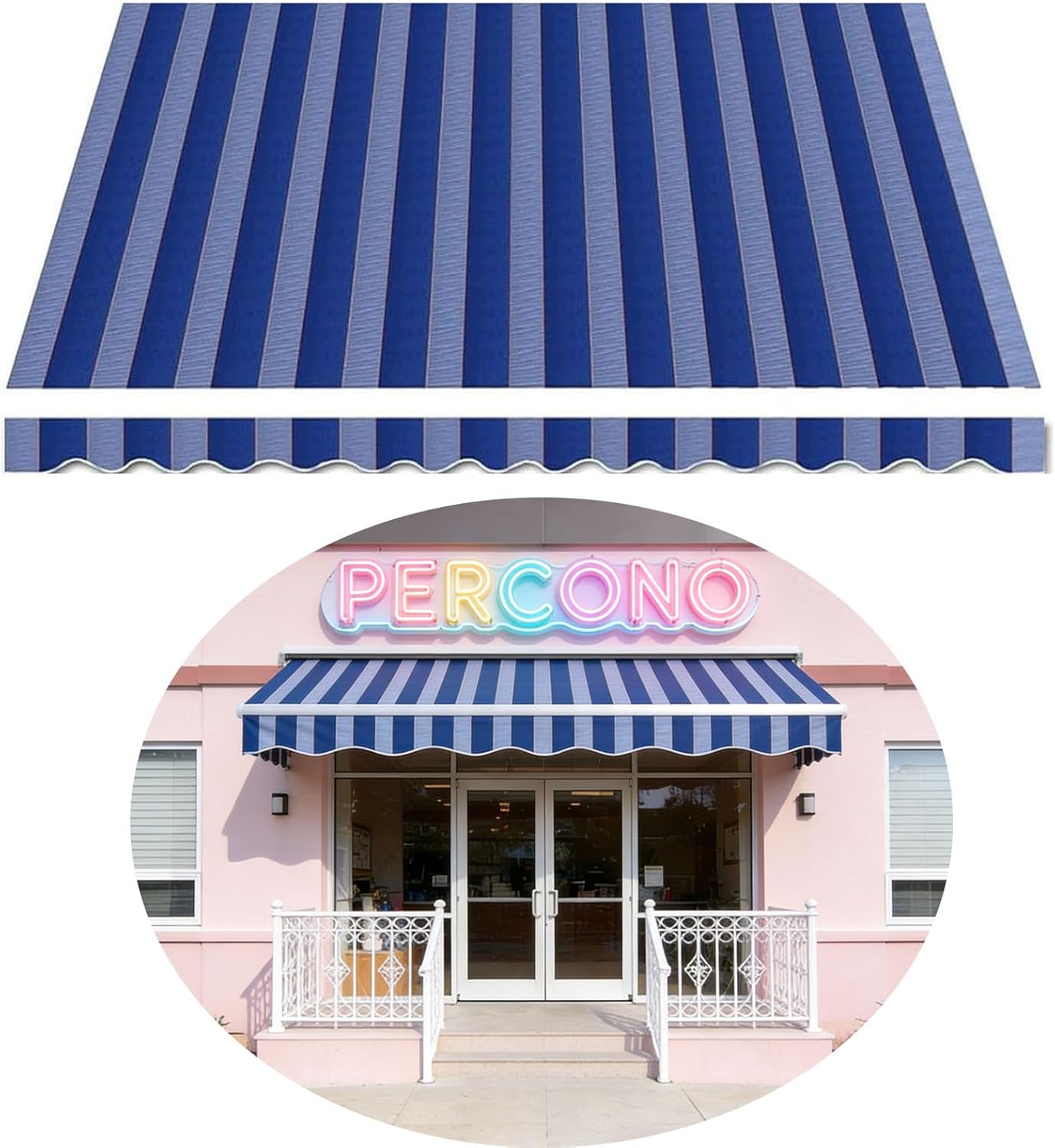 12x10ft Retractable Patio Awning Replacement Cover (Fabric Only) Outdoor Sun Shade Shelter Canvas Canopy, 300g/m² Polyester Uv Resistant Cloth(Size:22.5x11.5ft,Color:A)